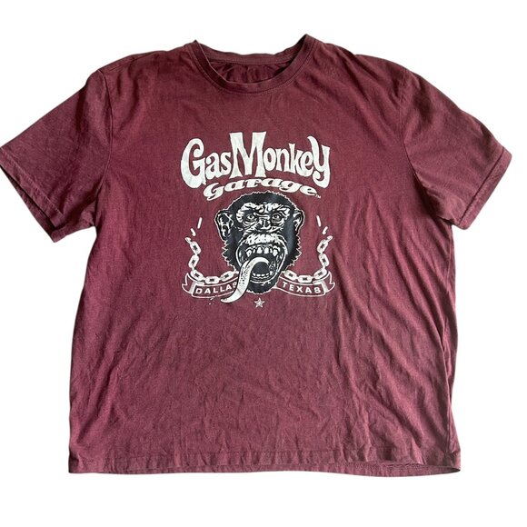 Vtg Gas Monkey Garage Auto Worker Tee — Distressed Faded Stained Graphic T-Shirt - Picture 1 of 3